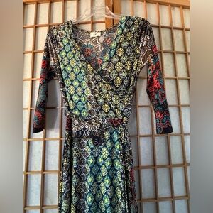 Tua Multicolor Faux Wrap Dress S/M